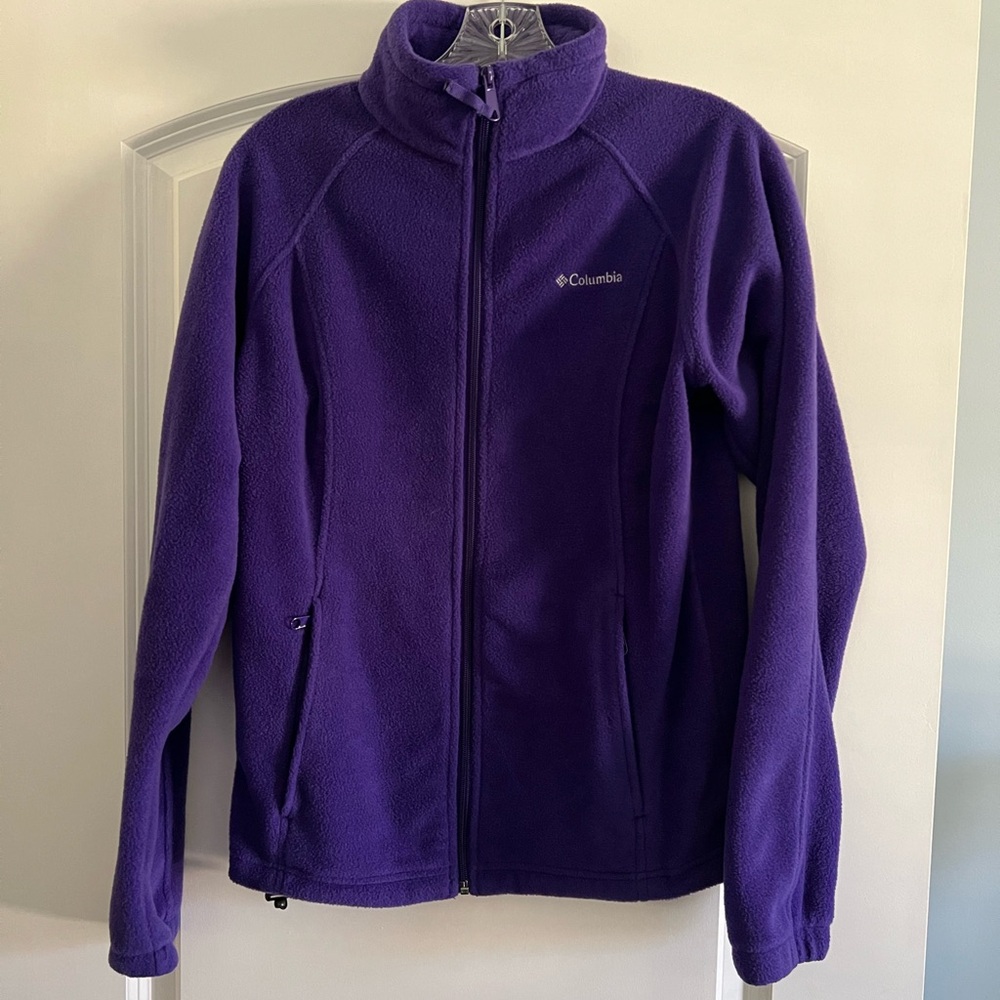 Columbia Womens Jacket Fleece Purple Waist Length Full Zip Casual Cozy Comfort M